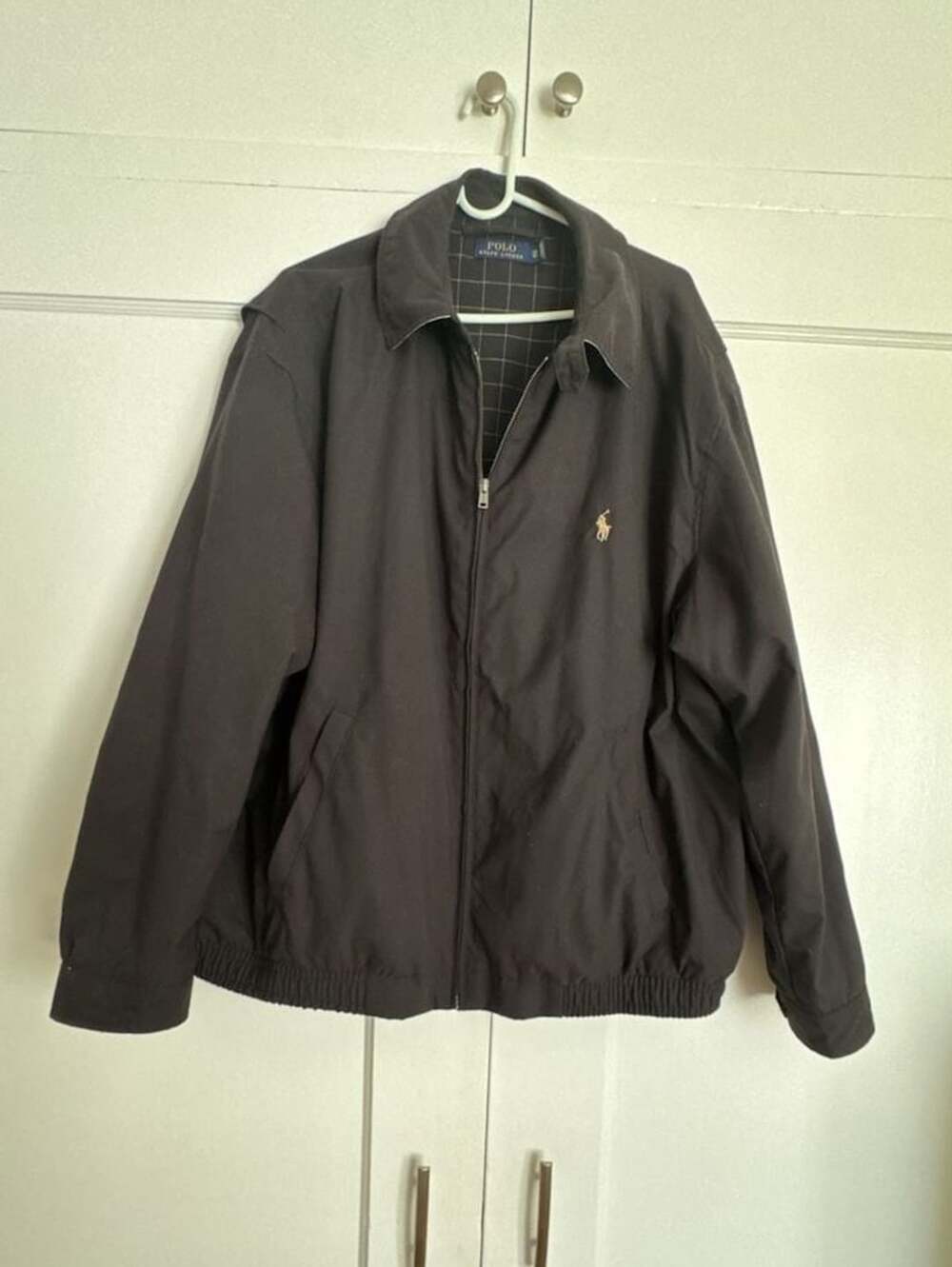 Polo Ralph Lauren Black Harrington Bomber Jacket with Plaid Lining 2XB old-money